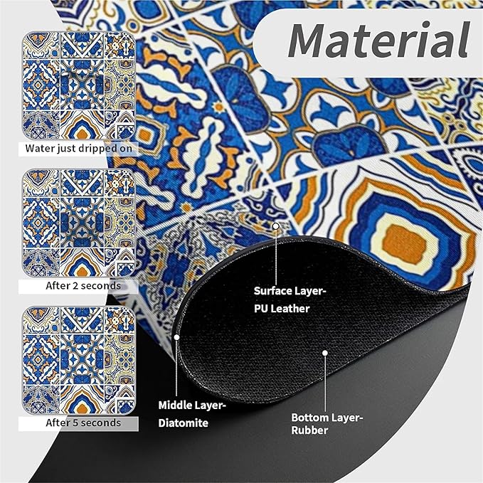 Kitchen Sink Splash Guard，Traditional Moroccan tiles Faucet Mat Sink
