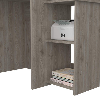 Tuhome Versalles Writing Desk with Two Superior Shelves, Five Side Open Storage Compartments, Space-Saving Modern Workstation Design for Studios and Offices, Ideal for Organization