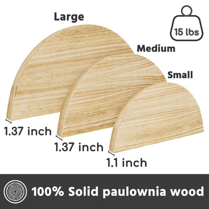 QsQueen Solid Wood Half Round Floating Wall Shelves | Elegant Floating Shelves, Elevate Your Space. Perfect for Living Rooms, Bathrooms, Bedrooms, Offices, Children's Rooms Light Brown