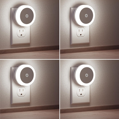 Briignite LED Baby Night Lights Plug into Wall [4Pack], Nightlight with Light Sensors for Kids Room, Bathroom Stair Lights, Hallway Light, Warm White
