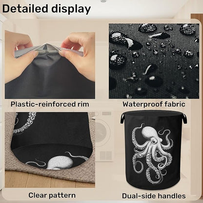 Black Octopus Laundry Basket