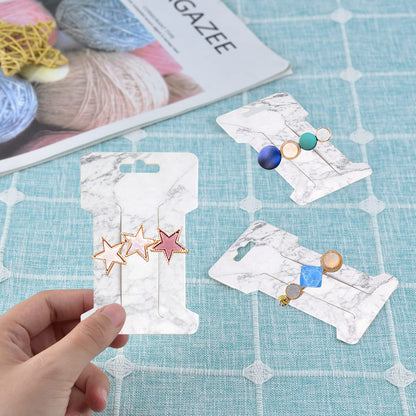 Mototo 200 PCS Hair Clip Bow Display Cards Hair Barrettes Jewelry Display Holder Rectangle Paper Cardboard for Hair Accessories Display and Organizing, 4 x 2-1/2 Inches (Marble Stripe)