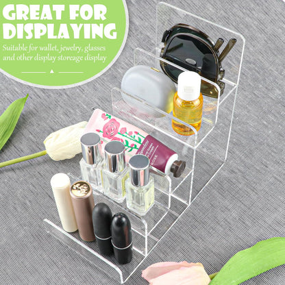 LNQ LUNIQI Acrylic Wallet Display Stand Holder 5-Tier Clear Riser Display Shelf Handbag Display Stand Holder Purse Stand Jewelry Display For Phone,Greeting Cards,Business Cards