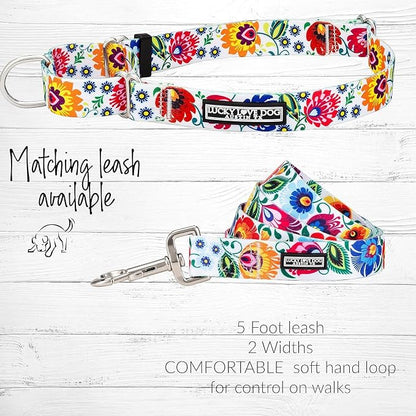 Lucky Love Dog Martingale Dog Collar & Leash - Adjustable, No-Slip, Durable, Comfortable, Soft Webbing, & Stylish Patterned Collar & Leash Set for Male and Female Dogs - Ladybird Combo, Large