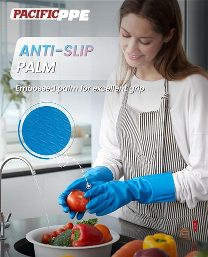 PACIFIC PPE 2 Pairs Dishwashing Cleaning Gloves with Latex free, Cotton lining, Kitchen Gloves (Purple+Blue, Medium)