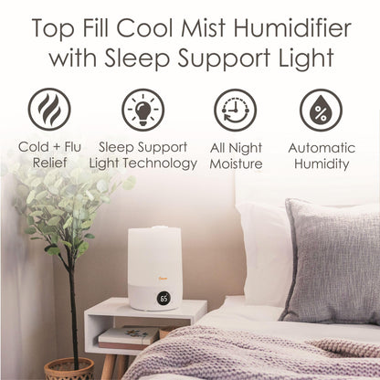 Crane Ultra-Quiet 3-in-1 Humidifier, Essential Oil Aroma Diffuser & Soothing Sleep Light - Compact 1.2 Gallon Capacity with Adjustable Night Light & Fragrance Tray - Ideal for Bedroom and Office