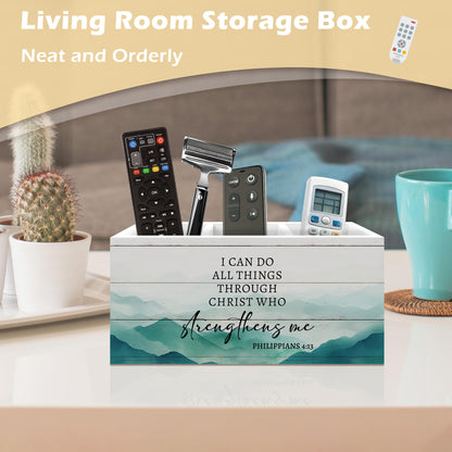 ANIANG Motivational Christian Pen Holder Organizer, Christian Desk Decor, I Can Do All Things Through Christ Bible Verse Wooden Pen Pencil Holders for Home Office Desk Accessories