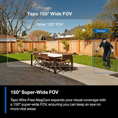 Tapo MagCam 2K+ - 2026 Wirecutter Best Outdoor Security Camera & PCMag Editors' Choice, Wireless Battery Power, Magnetic Mount, Subscription-Free SD Storage or optional Cloud, Person/Vehicle Detection