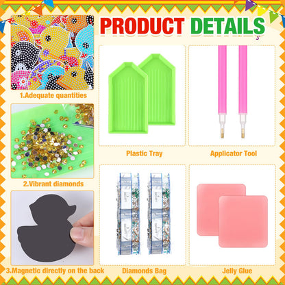 Liliaafar 30 Pcs Diamond Painting Magnets Set Diamond Art Magnets for Fridge Refrigerator Magnetic Stickers for DIY Crafts 5D Gem Rhinestones Art Painting Kits for Adults Beginners (Cute Duck)