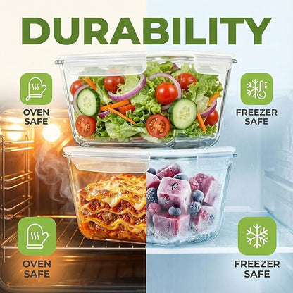 2 Pack Large Glass Food Storage Containers
