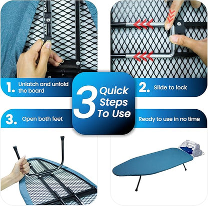 Metal Mesh Panel Tabletop Ironing Board | Foldable Iron Board | Heavy Duty
