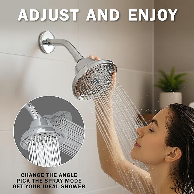 Aqua Elegante Massage Shower Head With Mist - High Pressure Boosting, Adjustable Massaging Rainfall Showerhead For Low Flow Showers With Water Saving Nozzles - 2.5 GPM - Polished Chrome