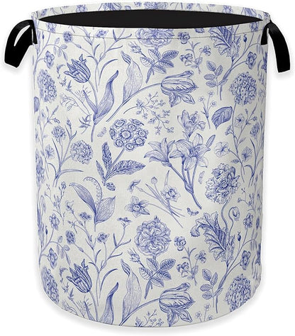 Hydrangea Flowers Laundry Basket, Rustic Floral Clothes Hamper, Oxford Cloth