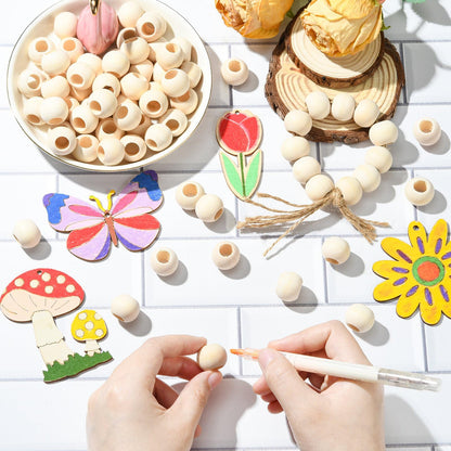 Ornazy 500Pcs 20mm Wood Round Spacer Beads Wooden Large Hole Craft Balls Natural Unfinished Macrame Beads for Jewelry Making DIY Accessories