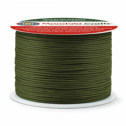 Mandala Crafts 1mm Dark Olive Green Cotton Waxed Cord for Jewelry Making, 109 Yards – Waxed Cotton String for Decorative Knotting and Accessory Assembly