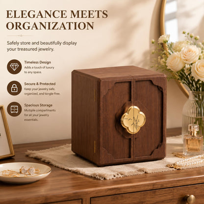 Black Walnut Jewelry Box for Women ,Jewelry Storage Case for Necklaces, Rings, Earrings,Watches - Ideal Gift for Wife, Mom, Daughter, Bride, Mother's Day, Valentine's Day, Anniversary, Wedding