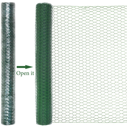 SATINIOR 2 Sheets Chicken Wire Frame Mesh for Floral Arrangements Fence Garden Poultry Netting Galvanized Hexagonal Metal Chicken Wire Fencing Roll for Craft Work Garden(23.6 x 157.4 Inches,Green)