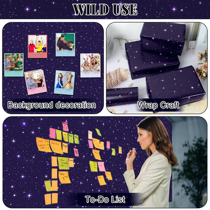 Outer Space Bulletin Board Roll Reusable Waterproof Erasable Night Sky Non-Woven Fabric Bulletin Board Fade Resistant Wrinkle Resistant Galaxy Planet Poster for Classroom Decor Wrap Craft 15.5" x40ft