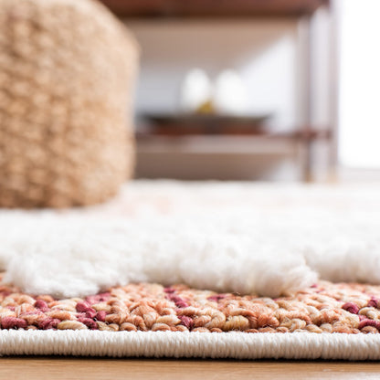 SAFAVIEH Moroccan Tassel Shag Collection Area Rug - 6'7" x 9'2", Orange & Ivory, Boho Design, Non-Shedding & Easy Care, 2-inch Thick Ideal for High Traffic Areas in Living Room, Bedroom (MTS652P)