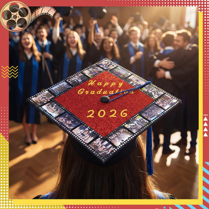 Gersoniel 6 Sets Graduation Cap Topper Decoration Kit for 2026,Glitter Cardstock,Film Style Tape & Letter Sticker Construction Paper for Graduation Cap for Grad Party Craft DIY Decor(Red)