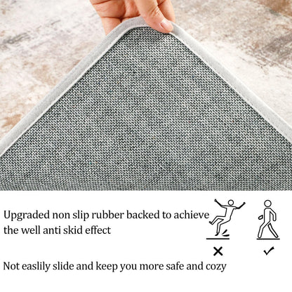 2x6 Runner Rug, famibay Modern Abstract Washable Rug Runners for Hallways Non Slip Faux Wool Carpet Runners for Kitchen Bathroom Bedroom(Beige/Camel)