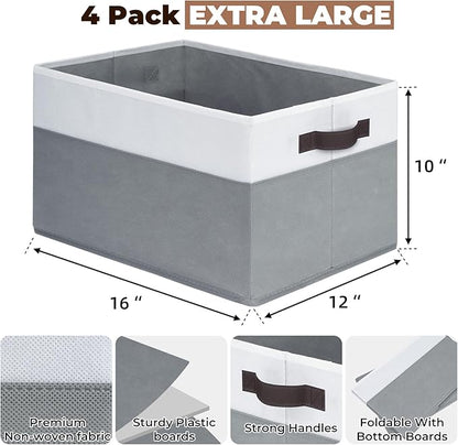 Criusia Extra Large Storage Bins 4 Pack