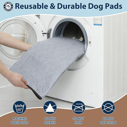 Washable Pee Pads for Dogs, Reusable Puppy Pads 48x48, 3 Pack, White Grey | Reusable, Fast Absorbent, Waterproof, Non-Slip, For Whelping, Training, Incontinence & Potty, For Dog Playpen, Crate, Car