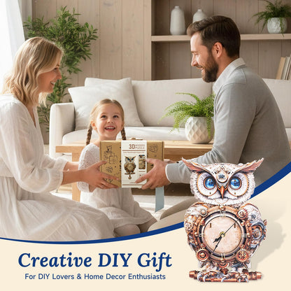 wudhank 3D Wooden Puzzle for Adults - Mechanical Owl Clock, Mechanical Wall Clock Kit with Pendulum, 3D Puzzles for Adults DIY Room Home Decor, Holiday Birthday Gift for Men Women