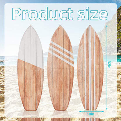 3 Pcs Surfboard Wall Decor, Large 32" x 10" Wooden Coastal Beach Wall Art, Surfboard Wall Hanging Decor for Bedroom Living Room, Nautical Summer Beach House Aesthetic Wall Decor, Ready to Hang Gift for Beach Lovers