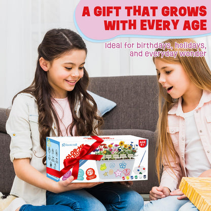 Paint & Plant Kids Gardening Set with 5 Flower Seeds, Arts and Crafts for Kids Ages 4-12, Science STEM Toys for Toddler Education, Birthday Gifts Ideas for Girls & Boys 4 5 6 7 8 9 10 11 12 Year Old