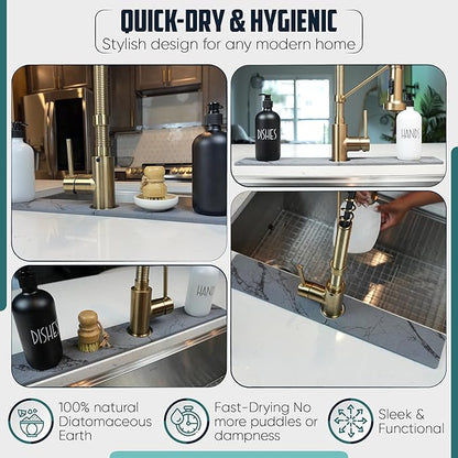 Faucet Splash Guard for Kitchen Sink – Super Absorbent Diatomite Stone Mat