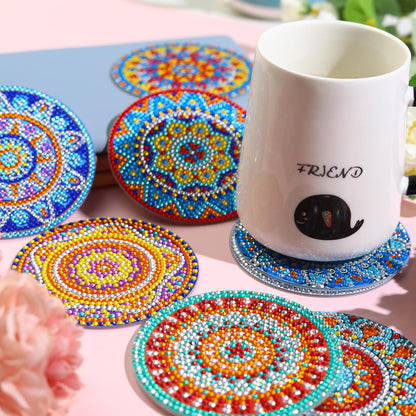 8 PCS Mandala Diamond Art Coasters Kits, Boho Diamond Painting Coasters with Holder Set of 8, DIY Drink Coasters Art Crafts Supplies for Adults Cup Mat for Home Decor House Warming Gifts 3.9inch