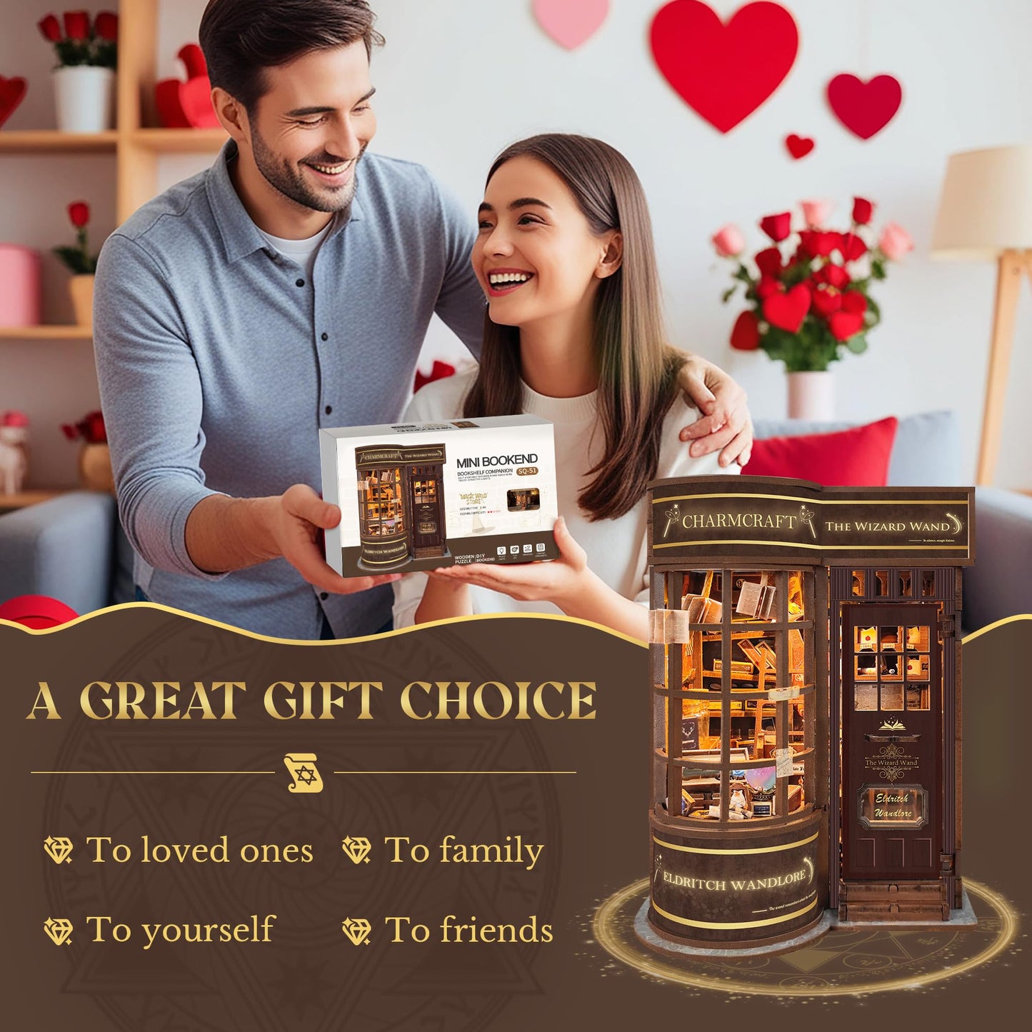 Book Nook Kit for Adults, Booknook DIY Miniature House Kit, 3D Wooden Puzzles for Adults, Wood Gifts for Book Lovers Women Friends - Magic Wand Shop