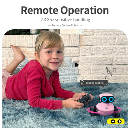GILOBABY Robot Toys, Remote Control Robot Toy, RC Robots for Kids with LED Eyes, Flexible Head & Arms, Dance Moves and Music, Birthday Gifts for Girls Age 3+ Years (Pink)