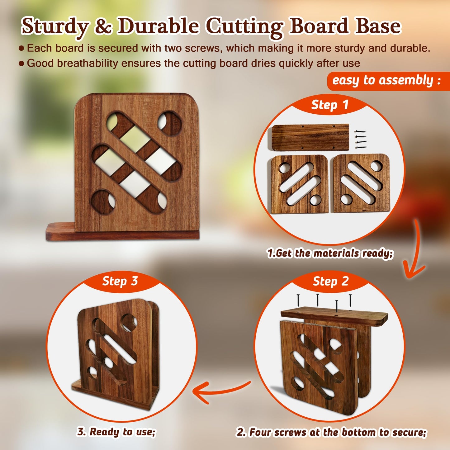 Hoforife 3-Piece Wooden Cutting Boards Set Like Books Wood & Brown