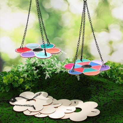 DoubleFill 36 Pack Bird Feeder Craft Kits with Chains for Kids Ages 3-8 Make Your Own Wooden Flower Bird Feeders with Aluminum Bowls DIY to Paint Craft for Garden Outdoor Activities (Flower)