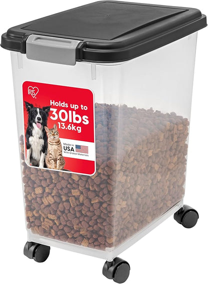 IRIS USA Airtight Dog Food Storage Container, Attachable Wheels,