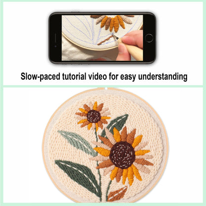 Myfelicity Punch Needle kit,Punch Needle Embroidery Kit - DIY Sunflower Design Starter Set with Threads, Fabric, Perfect for Handmade Crafts & Home Decor.