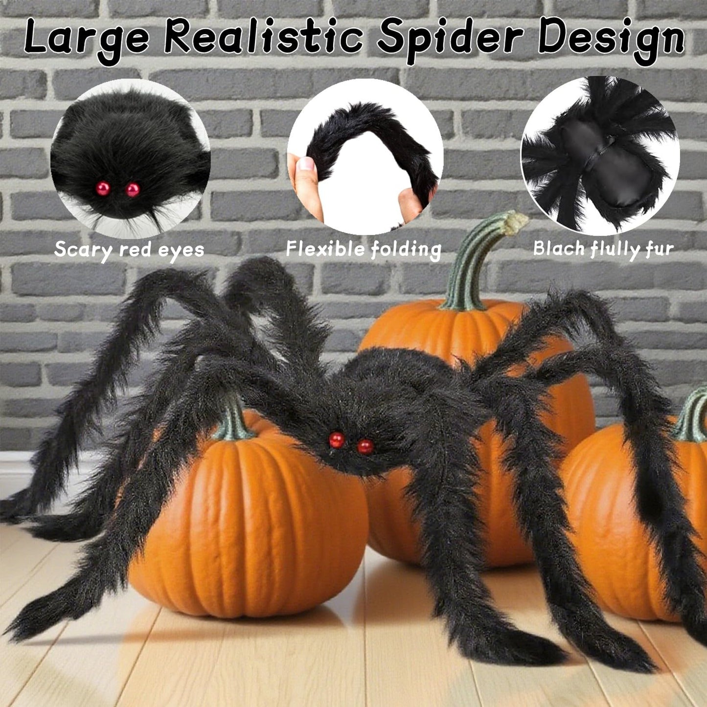 HKC 276" Giant Spider Web Halloween Decorations + 59" Hairy Spider +40g Stretch Cobweb+20 Small Spider,Fake Spider with Triangular Huge Web for Halloween Outdoor Indoor Decor Haunted House Porch Yard