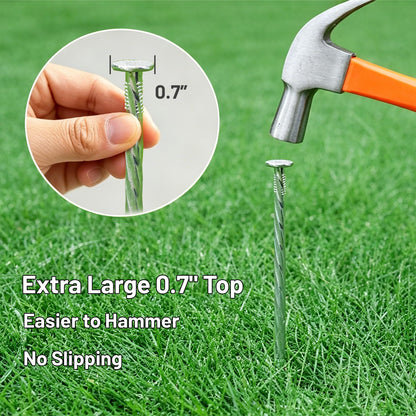 10 Inch Galvanized Landscape Stakes 50 Pack Heavy Duty Metal Anchoring Spikes Garden Nails for Paver Edging, Camping Tent, Weed Barrier, Artificial Turf, Carpentry and More