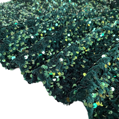 Emerald Green Sequin Fabric by The Yard Soft Velvet Fabric Glitter Upholstery Fabric Velvet Sequins Fabrics for Crafts Sparkle Material Dress Fabric Sequin Cloth Sewing Fabric for Christmas Costumes