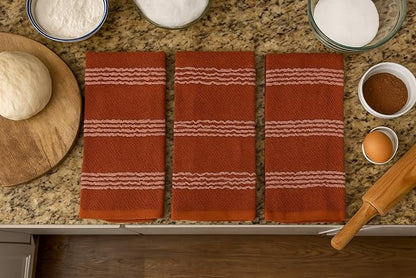 Serafina Home Terracotta Orange Rust Kitchen Hand Dish Towels: Oversized 18" x