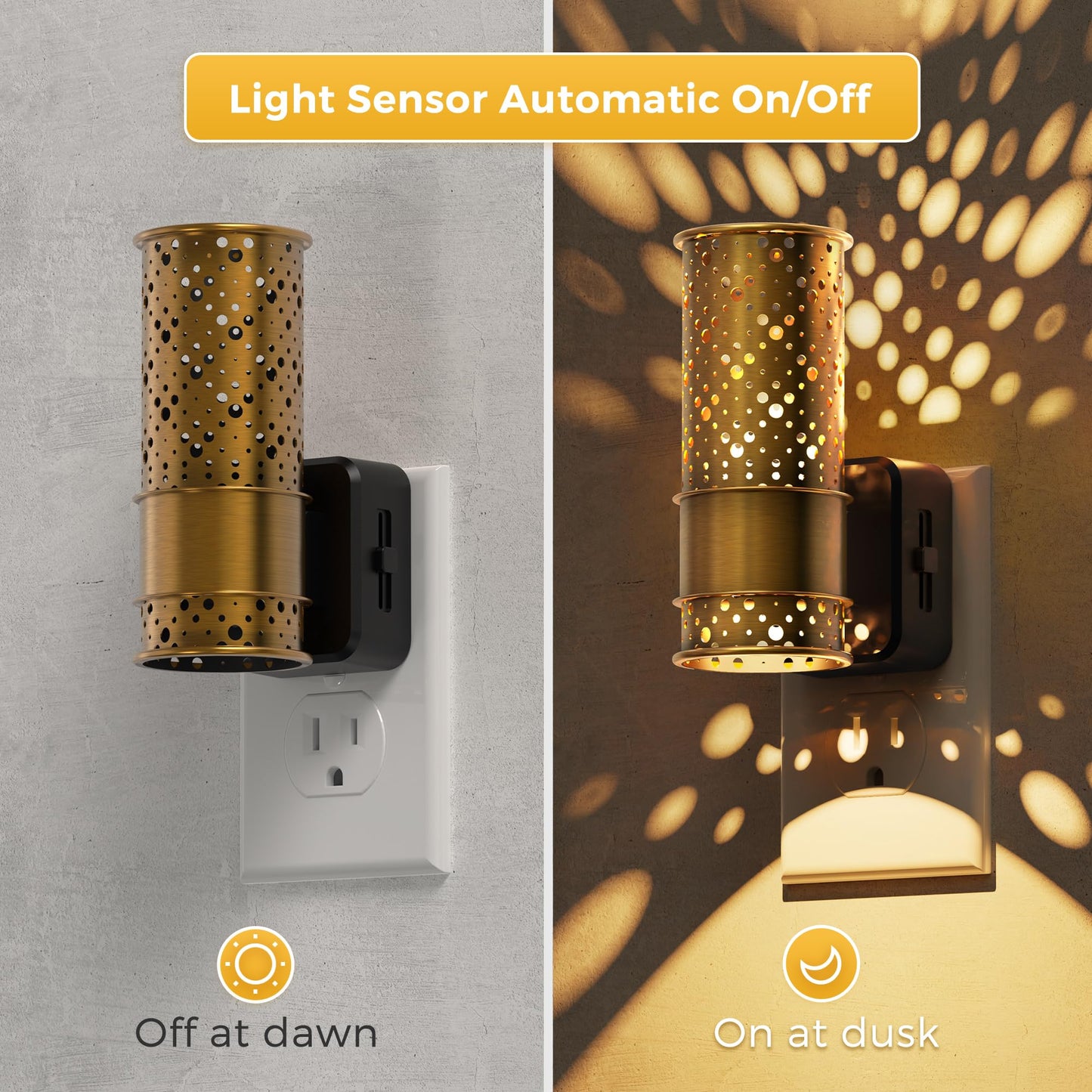 L LOHAS LED Night Lights Plug Into Wall, 2 Pack Plug in Night Light LED with Dusk to Dawn Sensor, 0-100LM Dimmable Nightlight, Wall Sconce-Style Design Nightlights for Bathroom, Hallway,Stairway,Gift