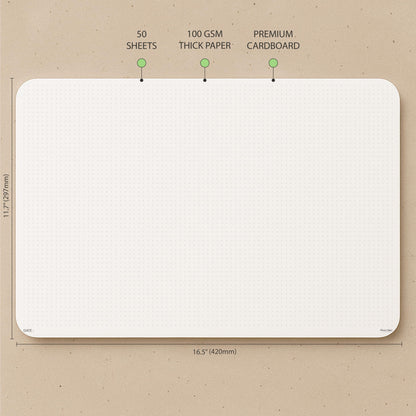 CLEVER SIGNS A3 Dot Grid Notepad (11,70" x 16,55") - XLarge Dotted Memo Desk Pads-Premium Paper with Cardboard Back Support - Ideal for Note-taking, Planning, Sketching, and Journaling