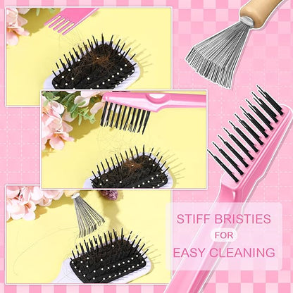 Boao 2 Pieces Hair Brush Cleaning Tool Comb Cleaner Brush Mini Comb Cleaning
