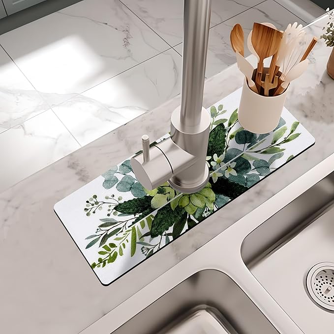 Kitchen Sink Splash Guard Faucet Mat -1 PC Super Absorbent Fast Drying Mat Sink