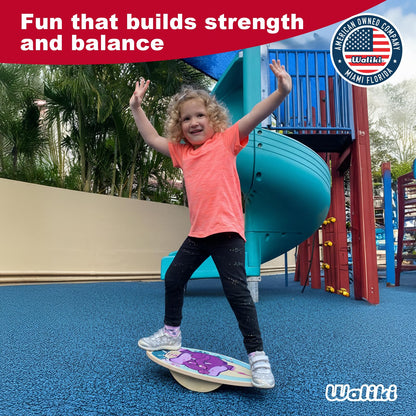 WALIKI Wood Balance Board | Ages 3-8 | Toddlers and Kids | Pink