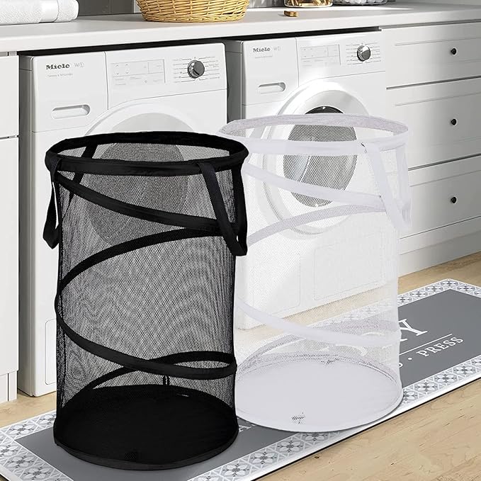 BATTOO 2 Pack Large Collapsible Laundry Basket Foldable Mesh Pop Up Hamper