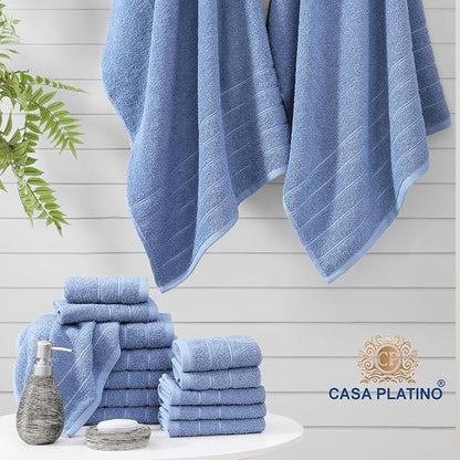 Casa Platino 100% Cotton Bathroom Towels Set – 24 Pc Family Pack – Soft &