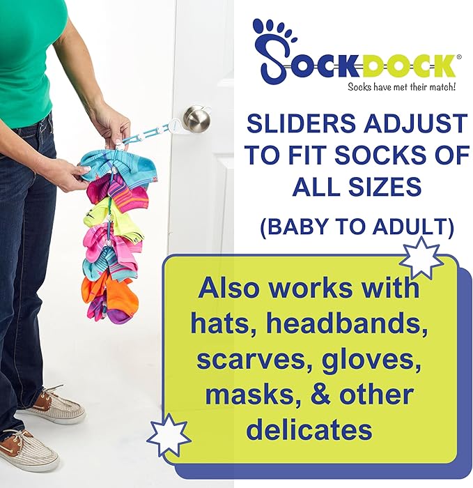 Sock Laundry Solution for Washing Drying & Storing Socks in Pairs, Clip & Hold